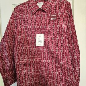 Ariat Red and White Geometric Button-Down Shirt